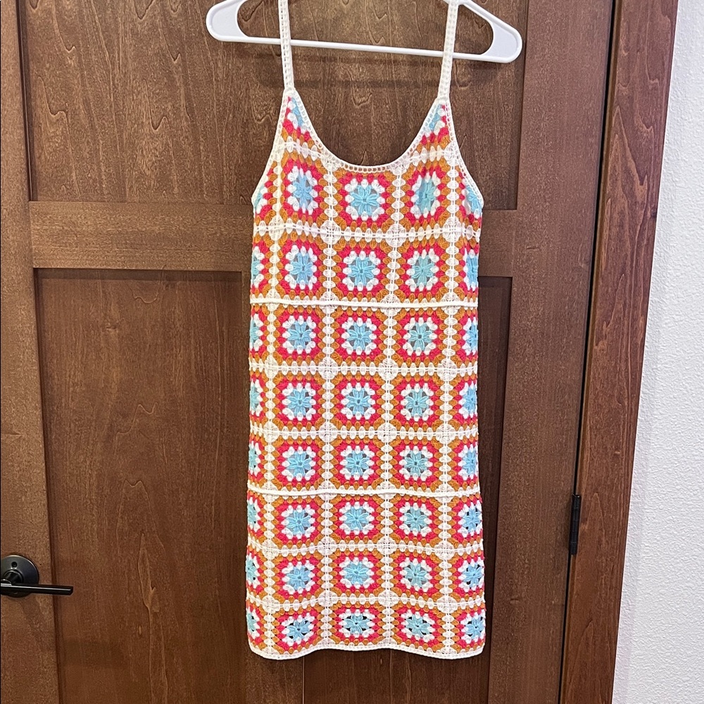 Colorful Crochet Mini Dress